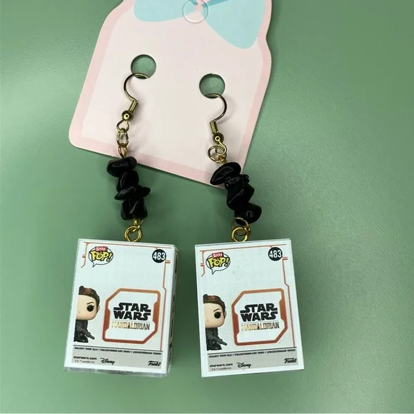 Star Wars Fennec Shand Upcycled Bitty Funko Handmade Earrings - Picture 5 of 7